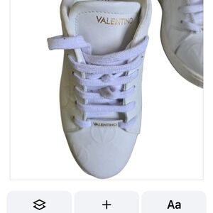 Valentino White Leather Low-Top Sneakers with Gold Branding